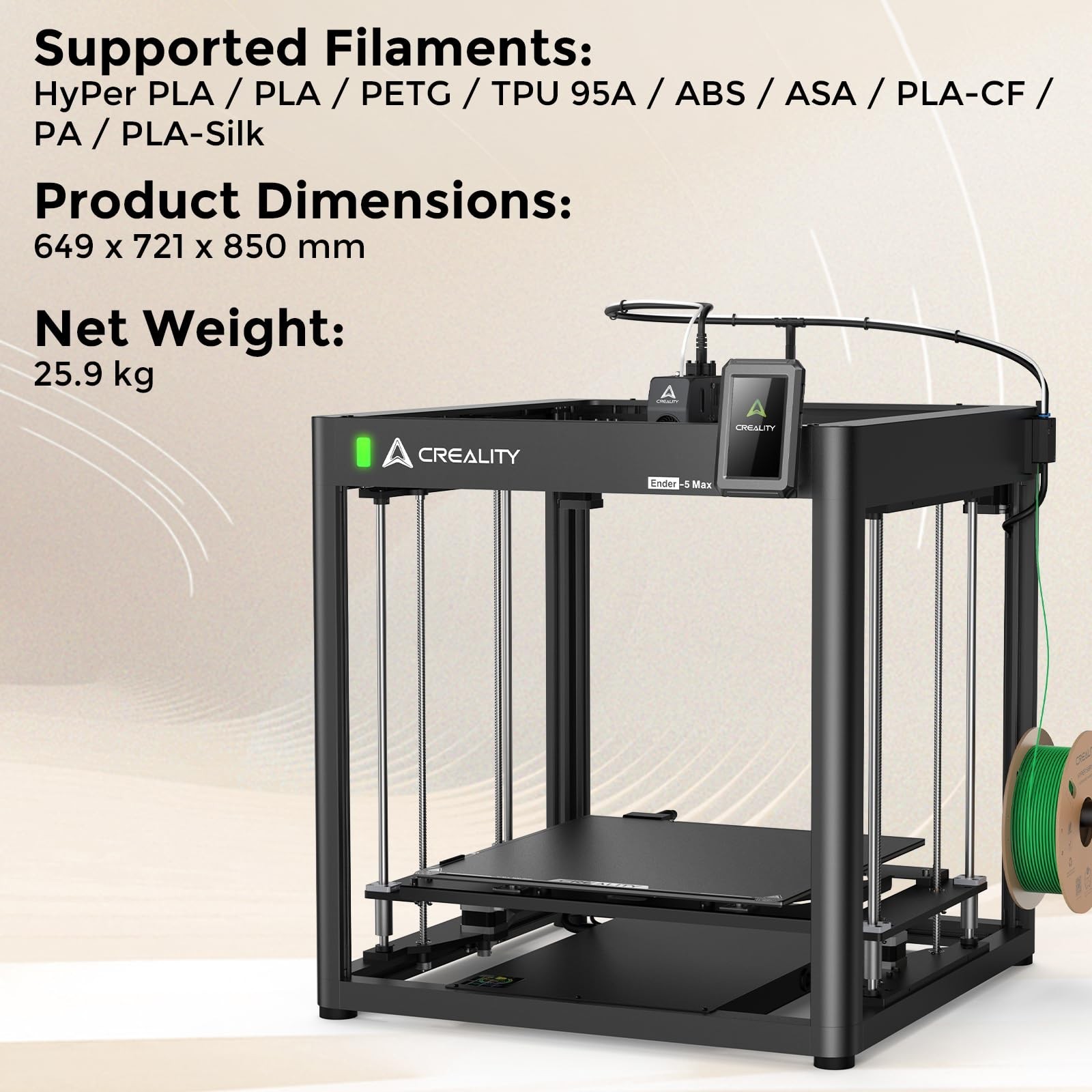 Creality Ender-5 Max 3D Printer, 400x400x400mm Large Build Volume, 700mm/s Hi…