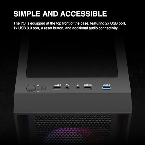 ATX Mid Tower Computer PC Case with Tempered Glass, 4X 120mm ARGB AURA GC2 E A