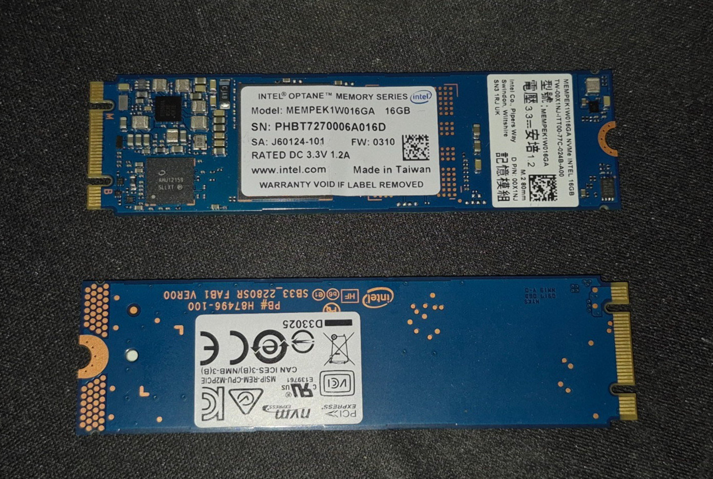 Intel Optane 16GB Memory Module PCIe M.2 80mm (MEMPEK1W016GAXT)