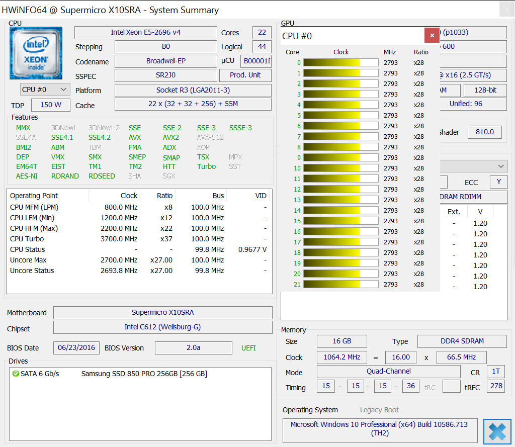 Intel Xeon E5-2696 v4 OEM CPU LGA2011-3 C612 X99 2.2GHz 22-Core 55M 150W SR2J0