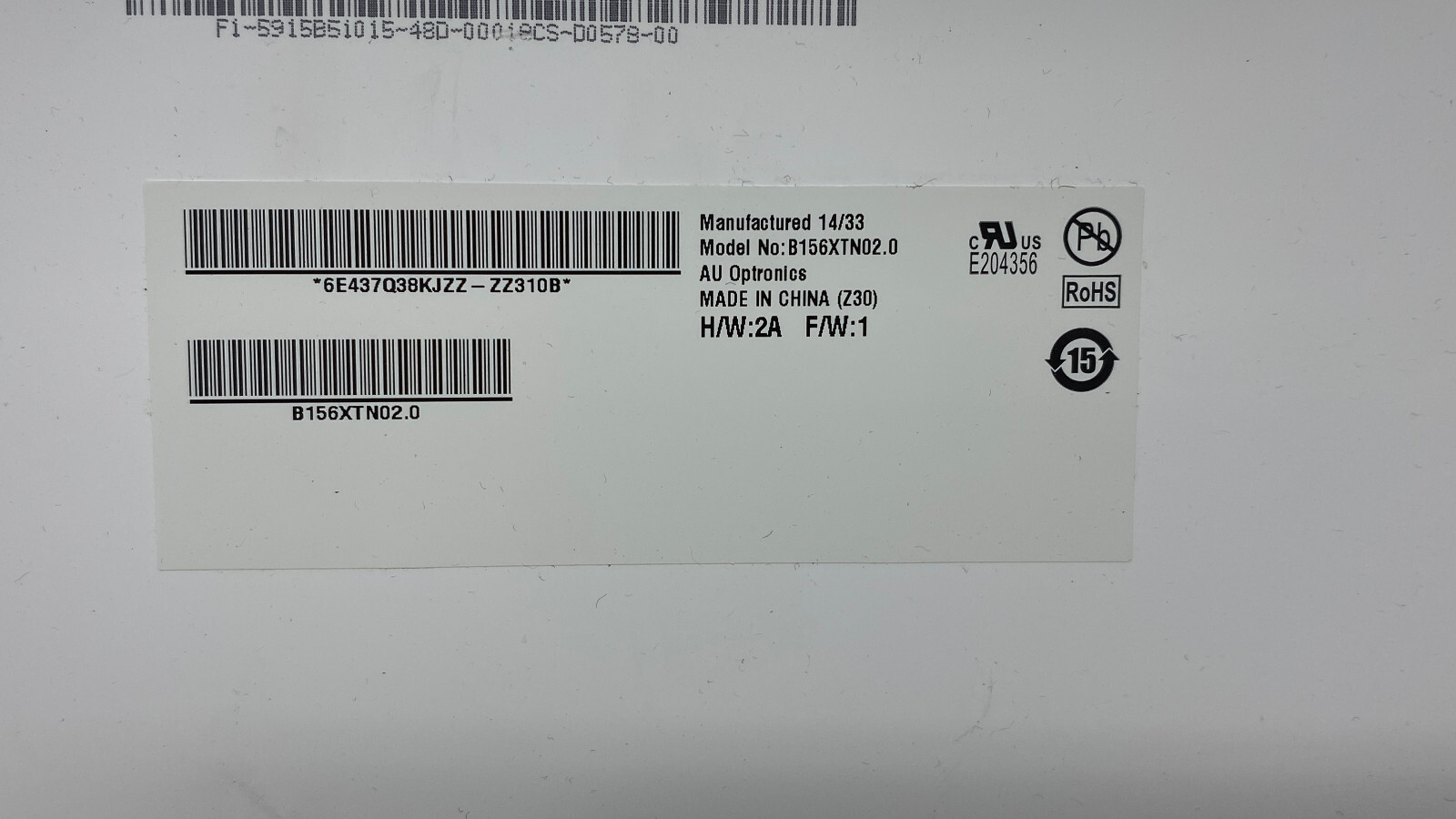 Display B156XTN02.0 15.6″ (39.62Cm) 1366X768 HD 40 Pin For Notebook