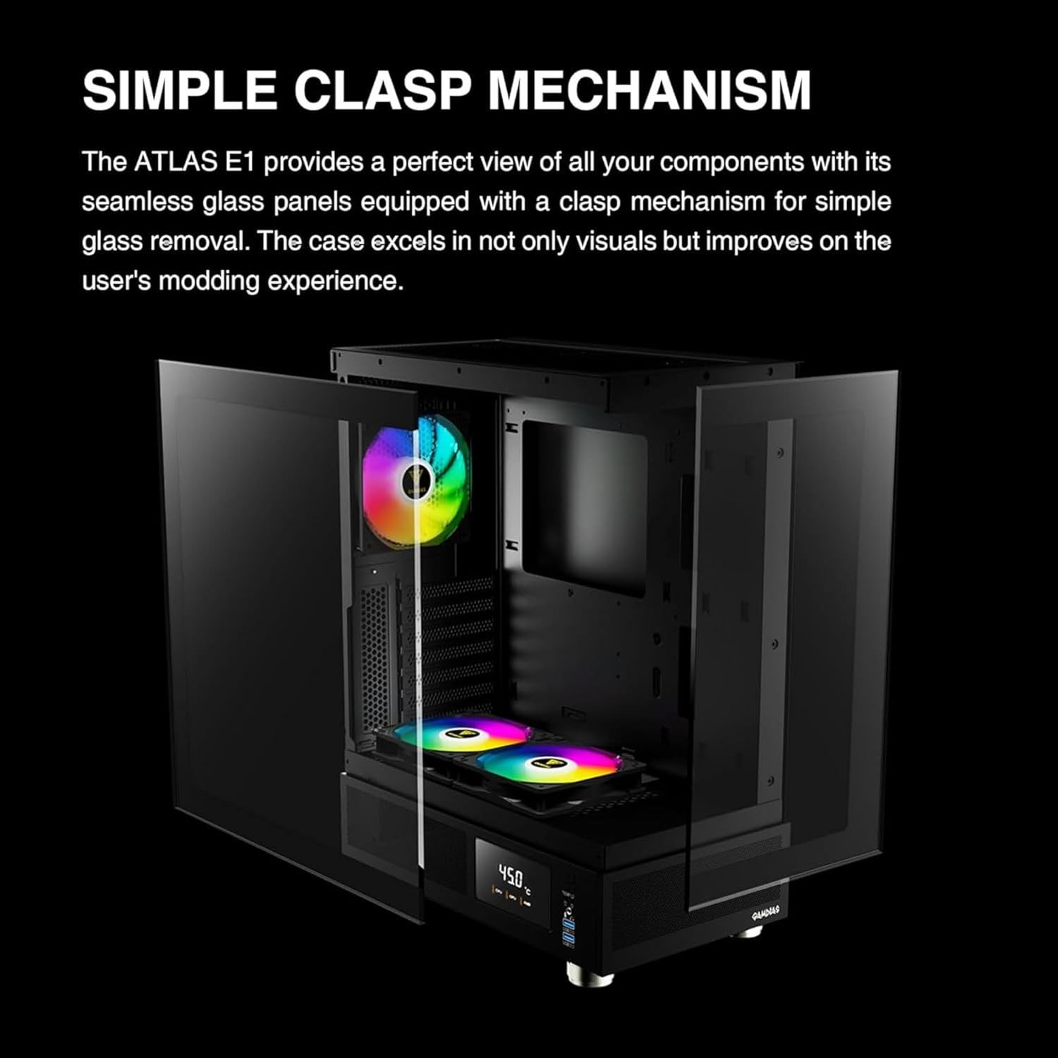 ATX Mid Tower Computer Case with Tempered Glass, Gaming PC Case W/Temperature Di