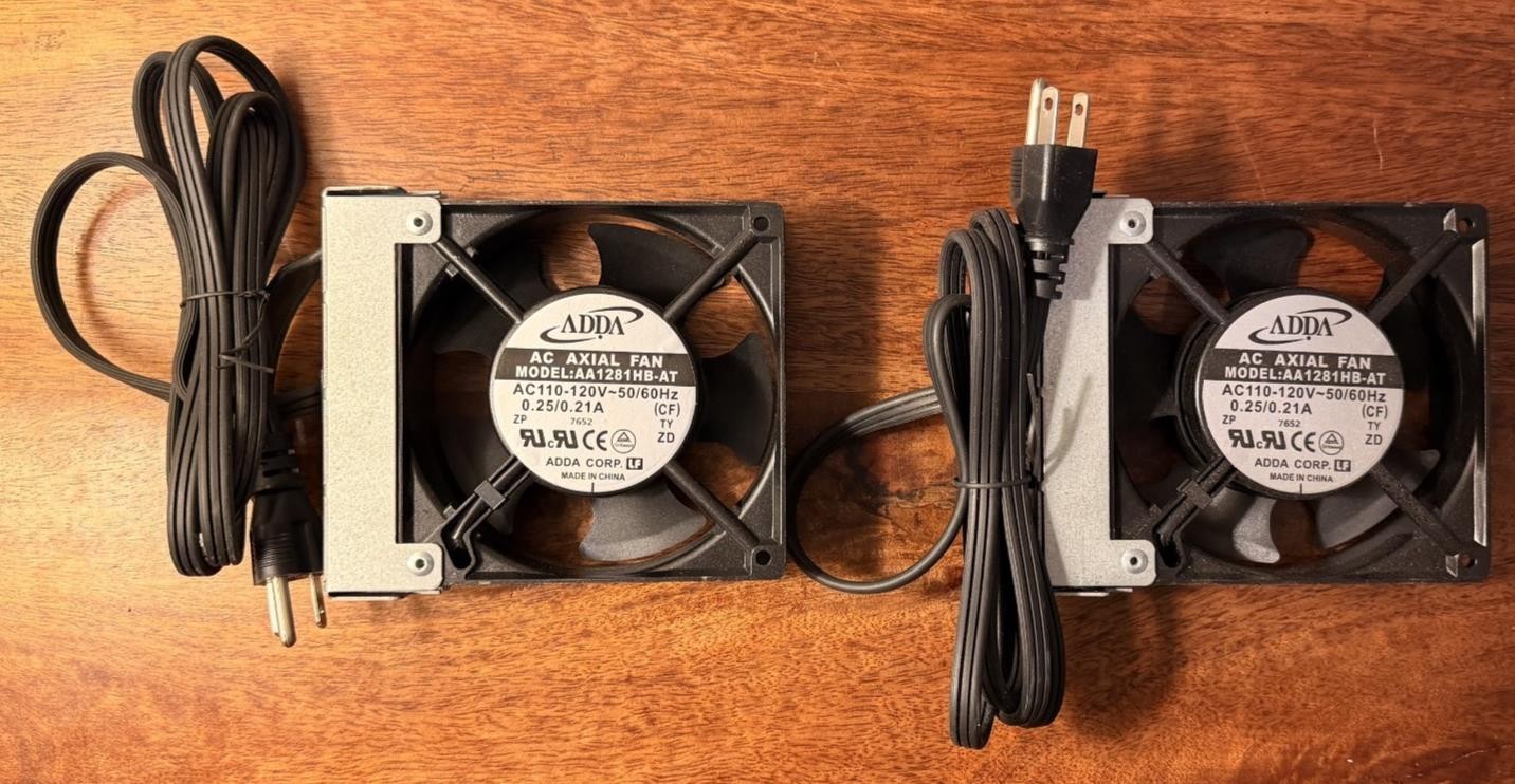 Pack of 2 AA1281HB-AT AC Axial Fan 110/120V 0.25/0.21A 2400RPM 120*38MM ADDA Fan