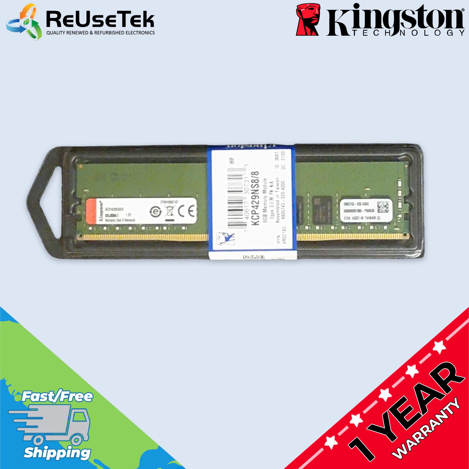 Kingston 8GB DDR4 2933MHz PC4-23400 288-Pin DIMM Desktop Memory RAM KCP429NS8/8