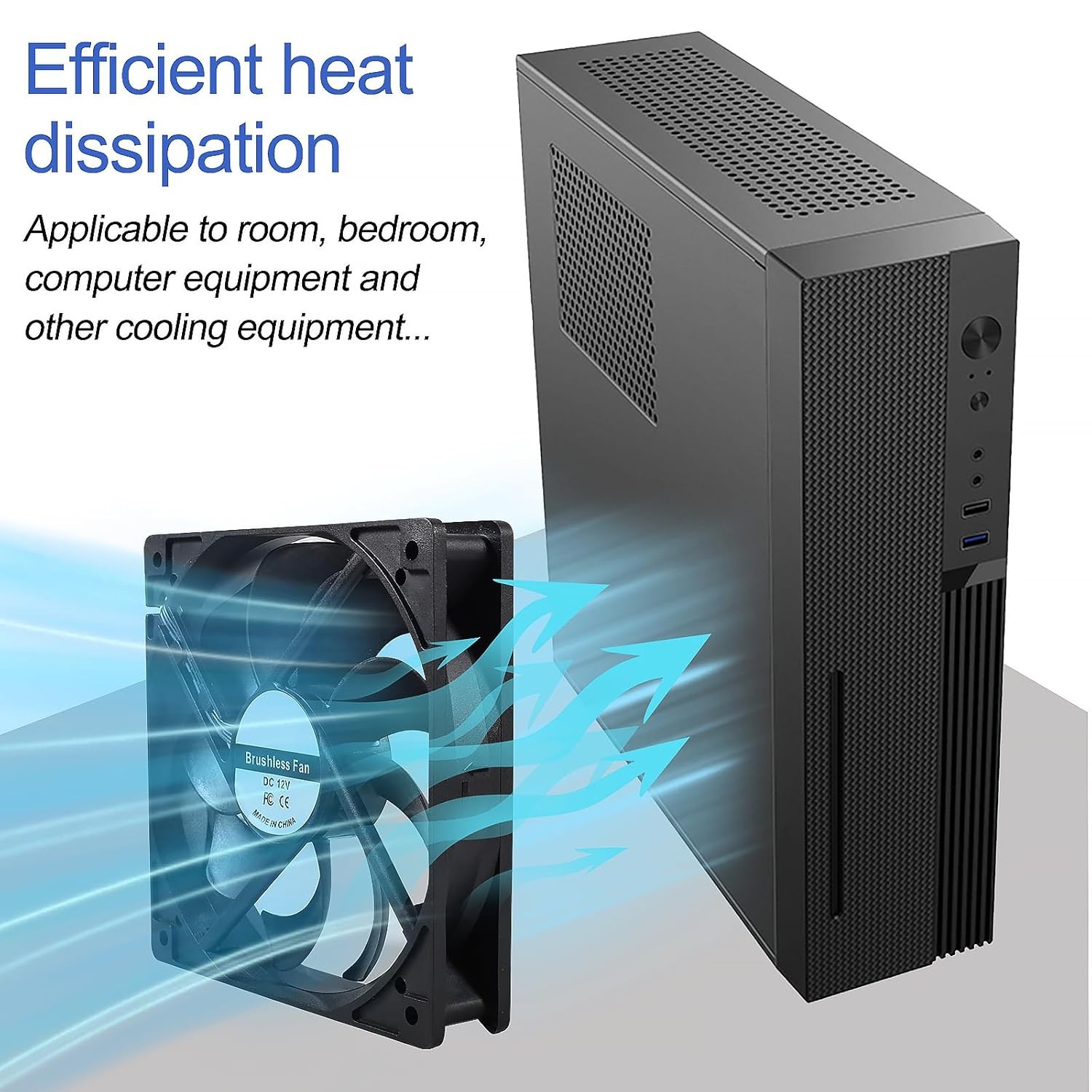 4-Pack 120Mm 120X120X25Mm 12V Black Computer Case Fans High Performance Cooling