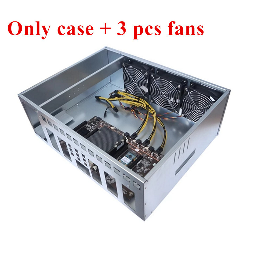 NEW Open Air Mining Server Case Chassis Frame + 3x Fans For 5 GPU Cards X79