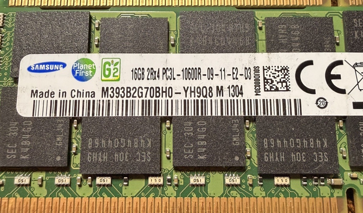 64GB (4×16GB) DDR3 ECC Registered PC3-10600R Server Memory