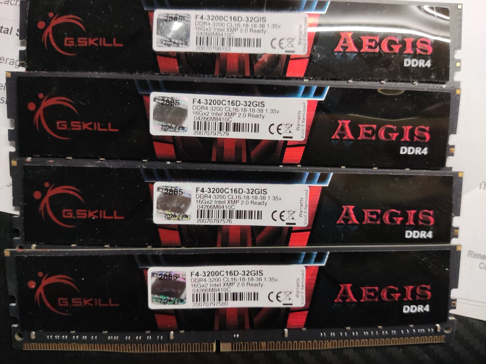 G.Skill Aegis F4-3200C16D-32GIS 32 GB 2 x 16 GB DDR4 3200 MHz 288-pin DIMM