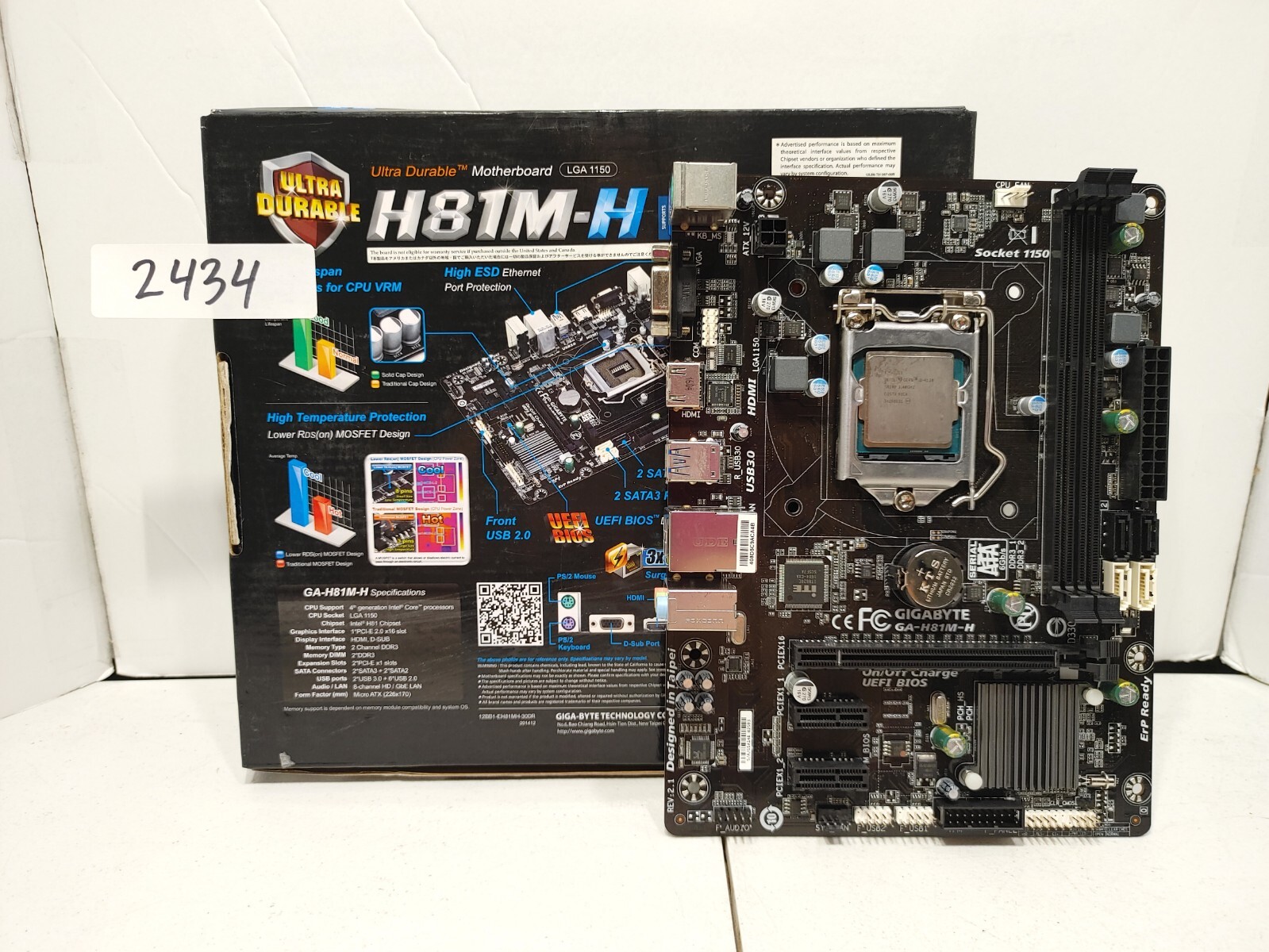 *READ* GIGABYTE H81M-H Socket 1150 H81 DDR3 Motherboard & i3 4130 #2434