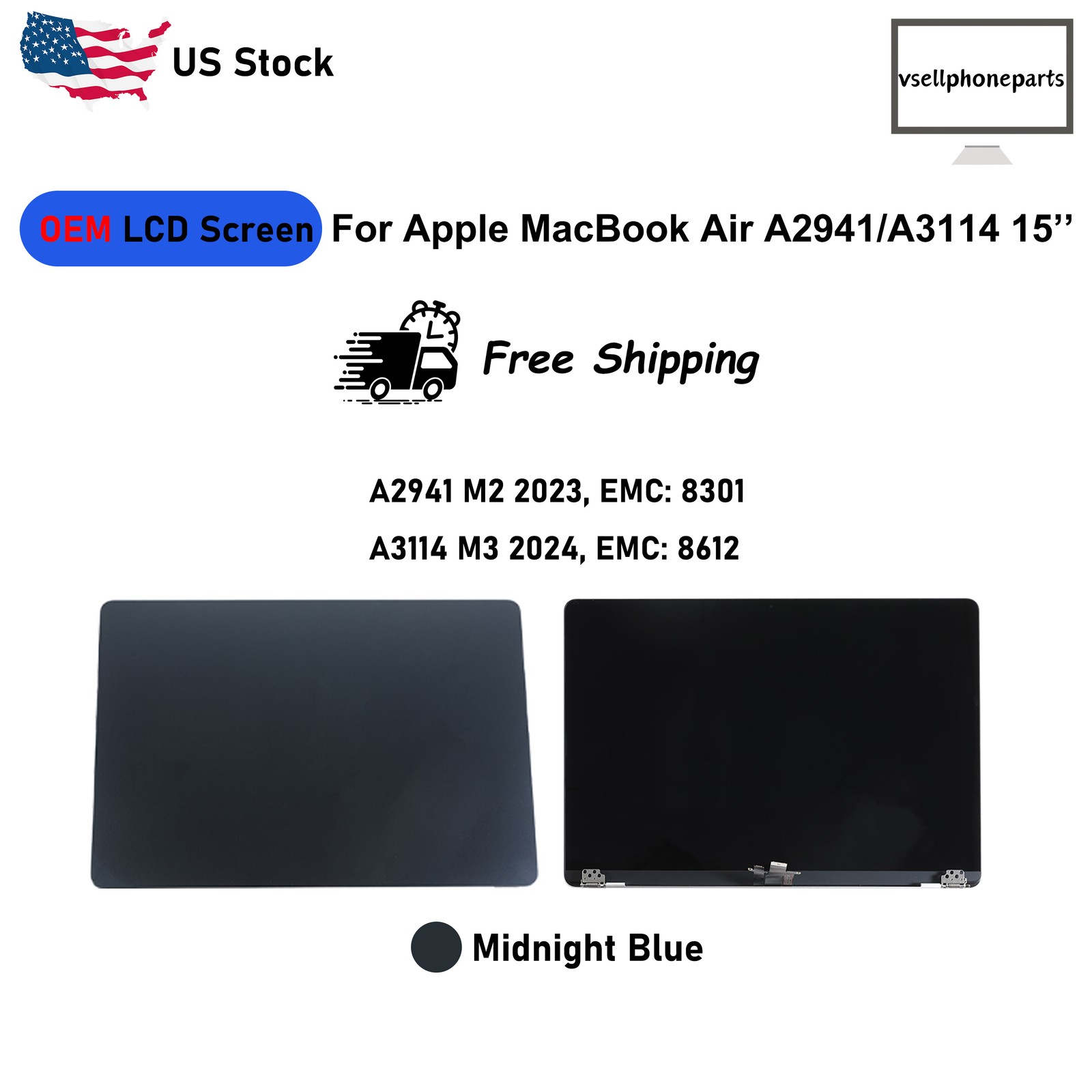 OEM For Apple MacBook Air A2941/A3114 15” LCD Display Screen Midnight