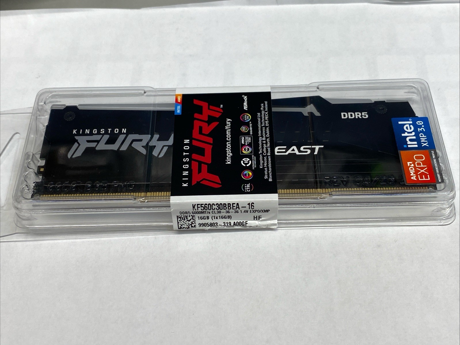 Kingston FURY Beast 16GB DDR5 SDRAM Memory Module 6000MT/s CL30 AMD EXPO XMP 3.0