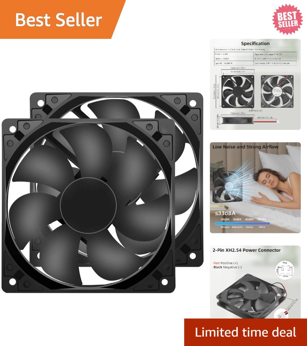 75 CFM 12V DC Cooling Fan 2-Pack – Durable, Silent Operation for Device Health