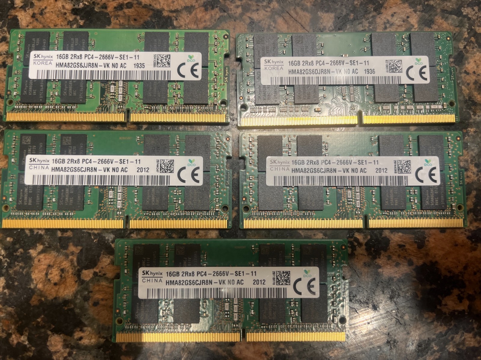 80GB (5 x 16GB) SK Hynix- 260 Pins 2666 MHz DDR4 SODIMM RAM Module…