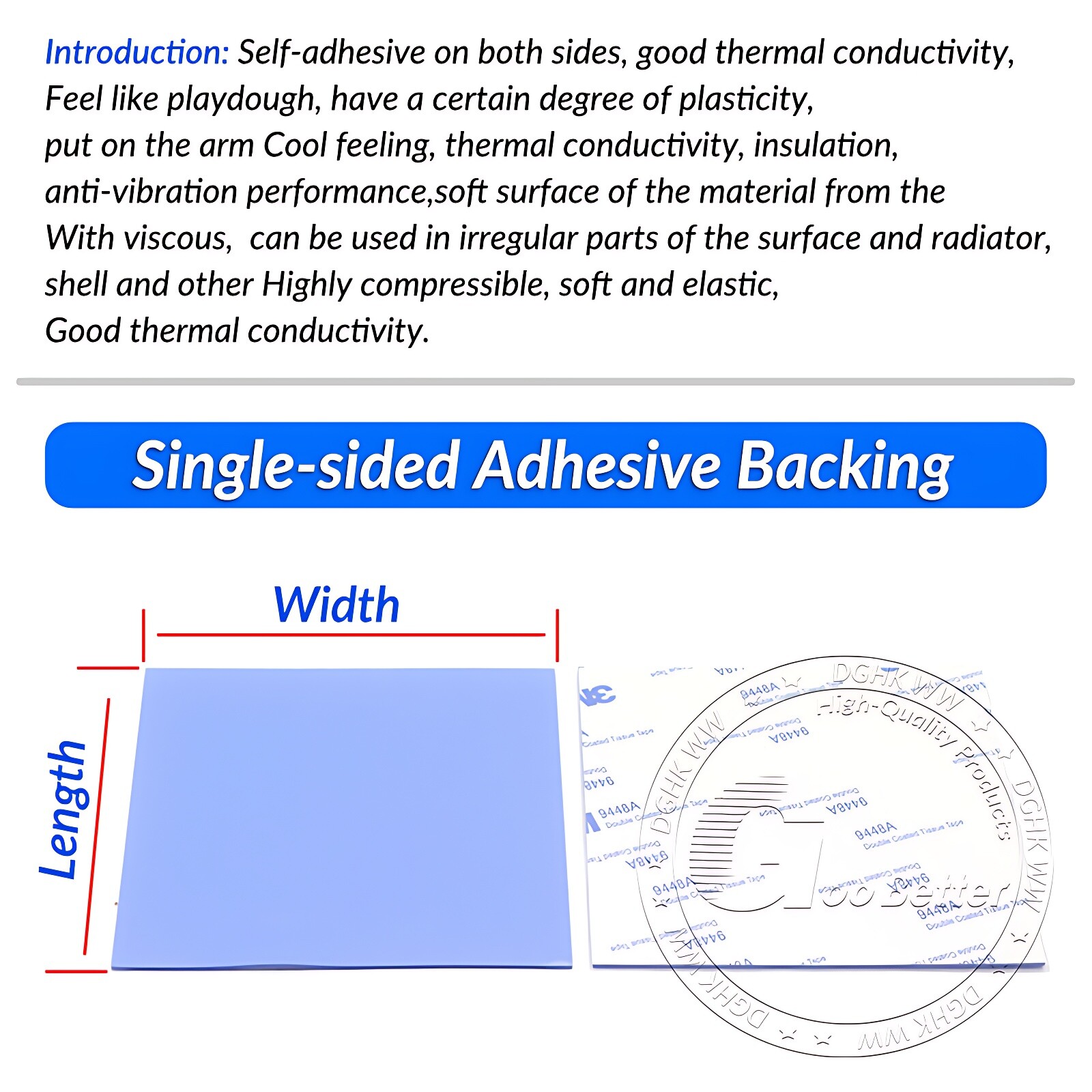 Thermal Conductive Blue Silicone Pad 0.5mm 1mm 1.5mm 2mm 2.5mm 3mm Thickness