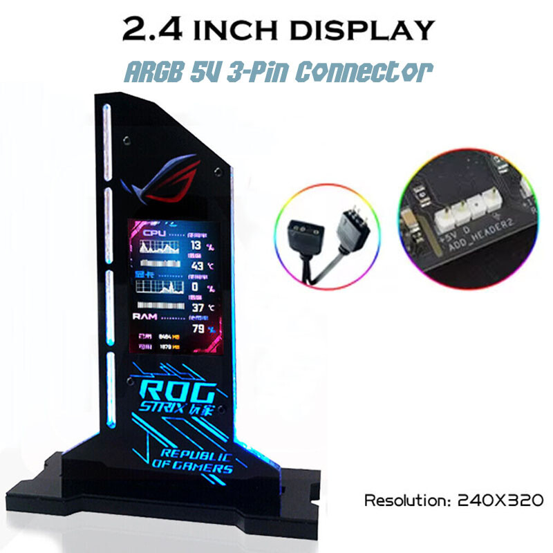 Custom Your Picture GPU Bracket VGA Holder 2.4″ LCD RGB CPU GPU RAM Monitor