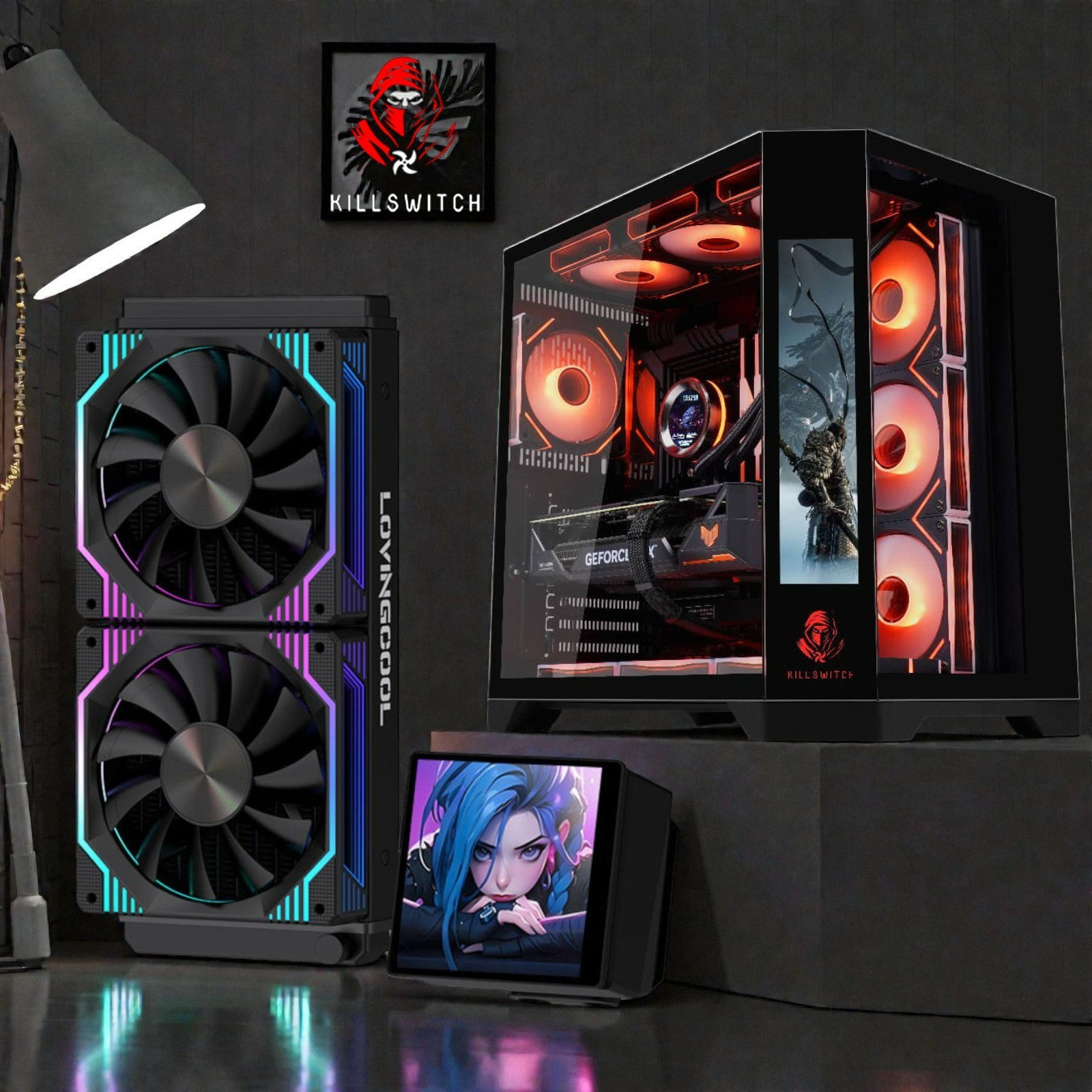 KILLSWTICH – KS MXJ PLUS – ATX/MATX/ITX PC CASE w/ SCREEN, PSU, COOLER & 4 FANS