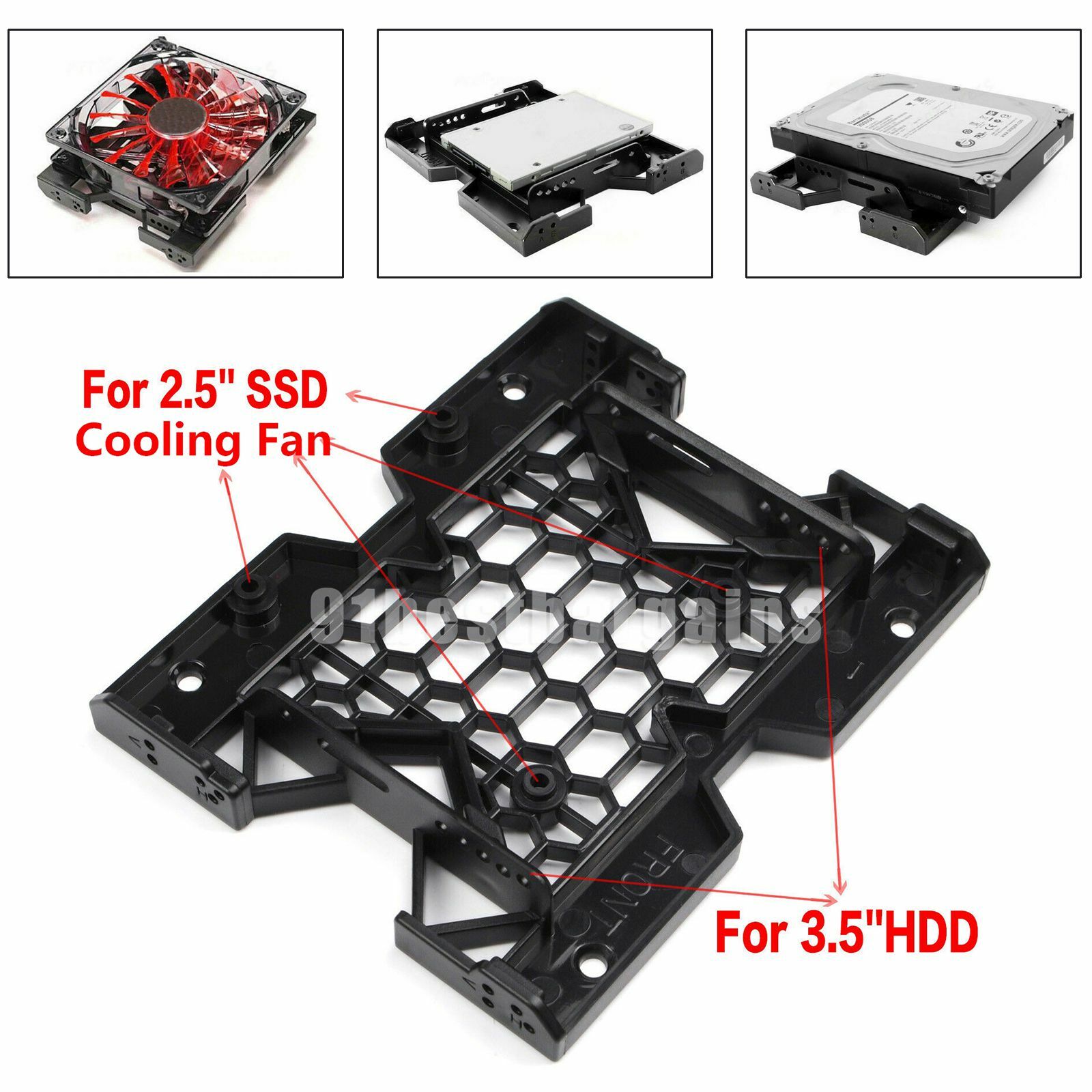 2.5/3.5 to 5.25 Drive Bay Computer Case Adapter HDD Mounting Bracket SSD Fan