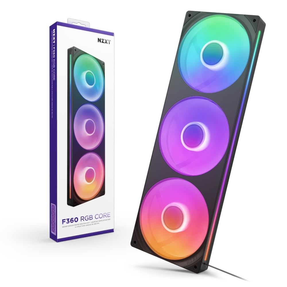 NZXT – F360 RGB Core – 360mm Single-Frame Case Fan Unit with 3 x 120mm RGB Fans