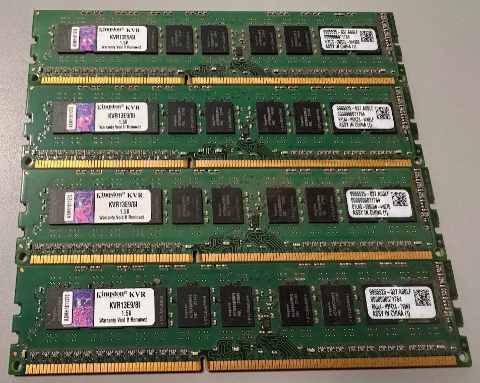 Kingston 32GB (4x8GB) 2Rx8 1G x 72-Bit PC3-10600 CL9 240-Pin ECC DIMM KVR13E9/8I