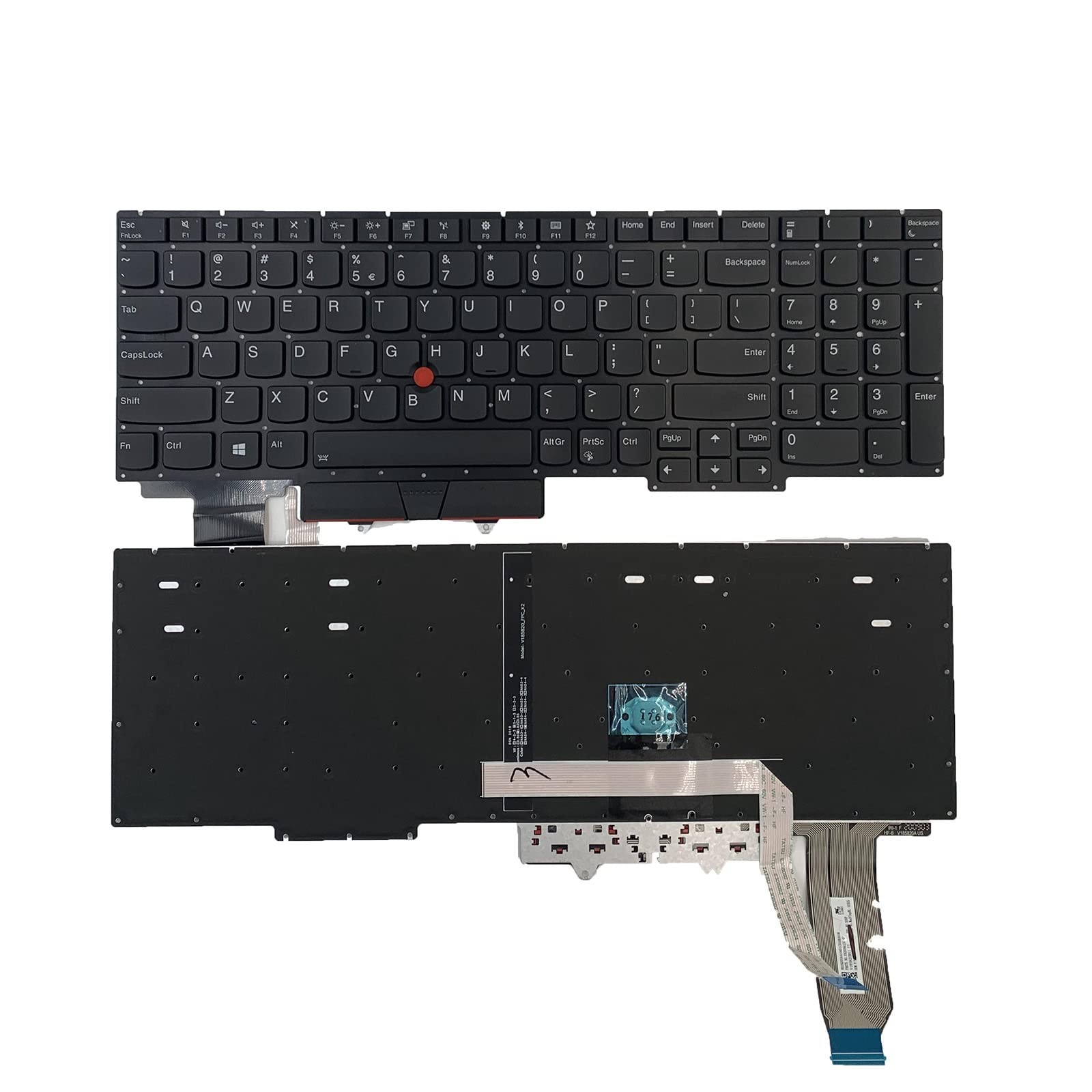Backlit US Layout Replacement Keyboard for Lenovo ThinkPad E15 Gen 1 & 2, Black