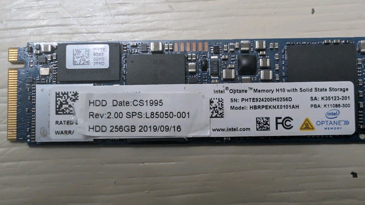Inte Optane 16GB Optane HBRPEKNX0101AH 256GB NAND M.2 2280 NVMe