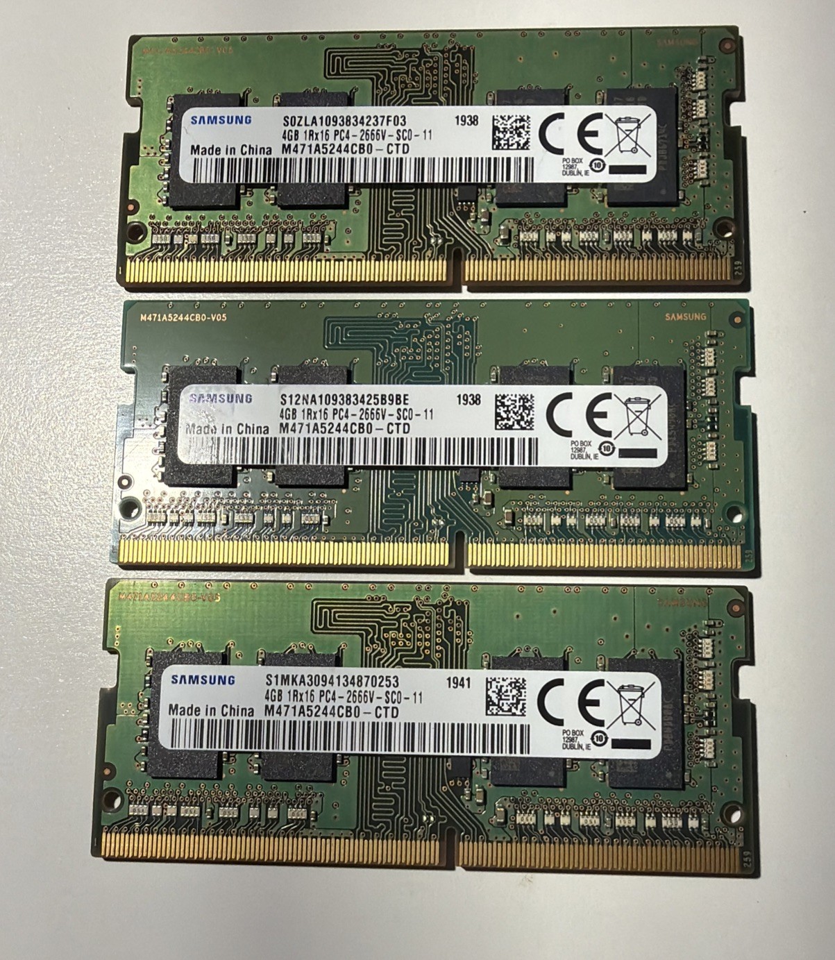 Samsung 4GB 1Rx16 PC4-2666V-SCO-11 Laptop Memory M471A5244CB0-CTD