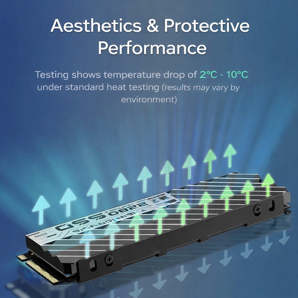 M.2 SSD Double-Sided Heat Sink Cooler with Thermal Pad for PC/PS5 PCIE NVMe SSD