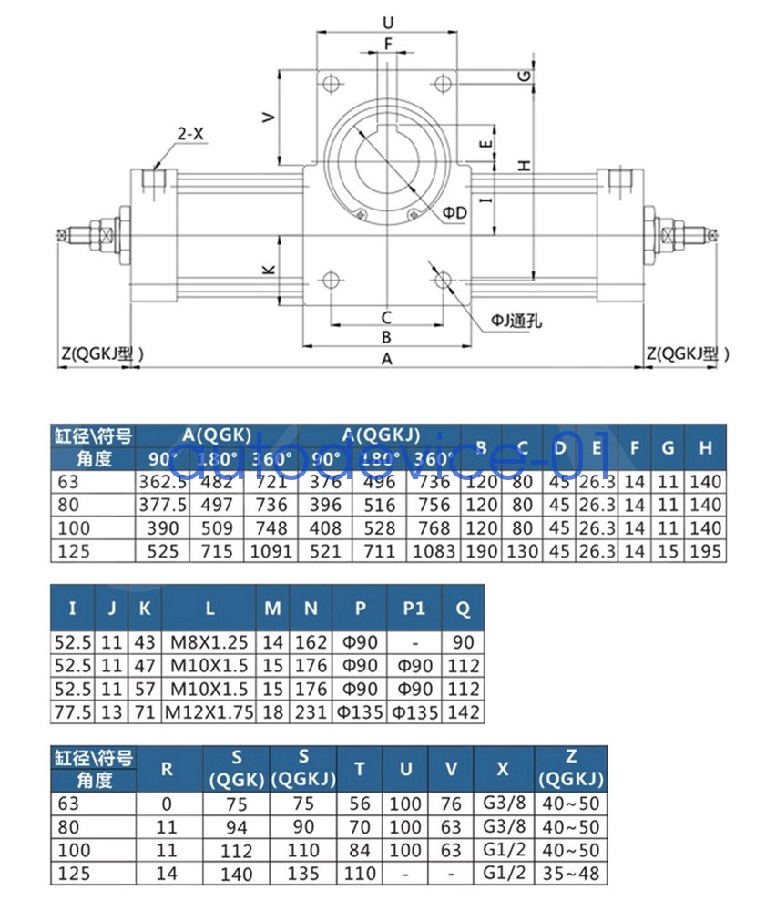 1pc NEW QGK63X270 (Default outer axis) Rotary tumbling oscillating cylinder