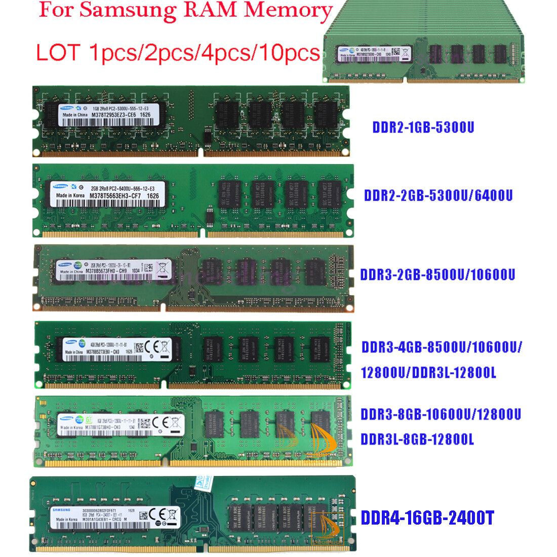 LOT Samsung 8GB 4GB 2GB 1GB 2RX8 DDR4/DDR3/DDR2 Desktop Memory RAM 288/240PIN GS