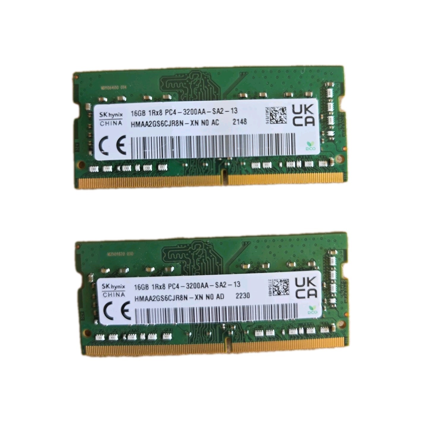 32GB SK Hynix (2 x 16GB) PC4- 3200AA 1Rx8 SODIMM Laptop RAM. HMAA2GS6CJR8N-XN