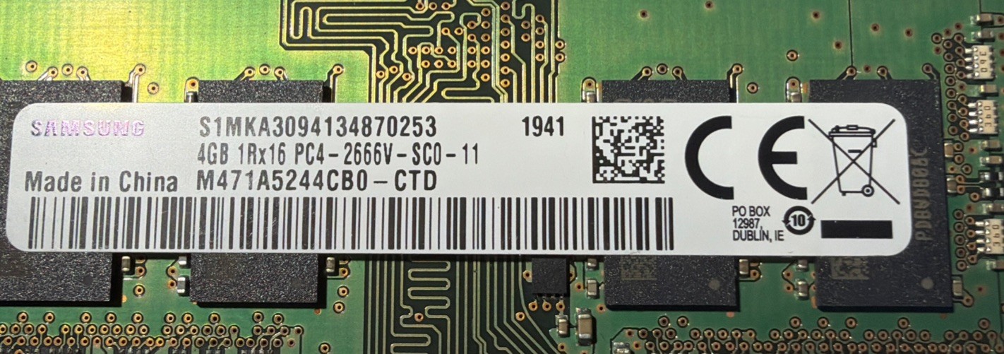 Samsung 4GB 1Rx16 PC4-2666V-SCO-11 Laptop Memory M471A5244CB0-CTD