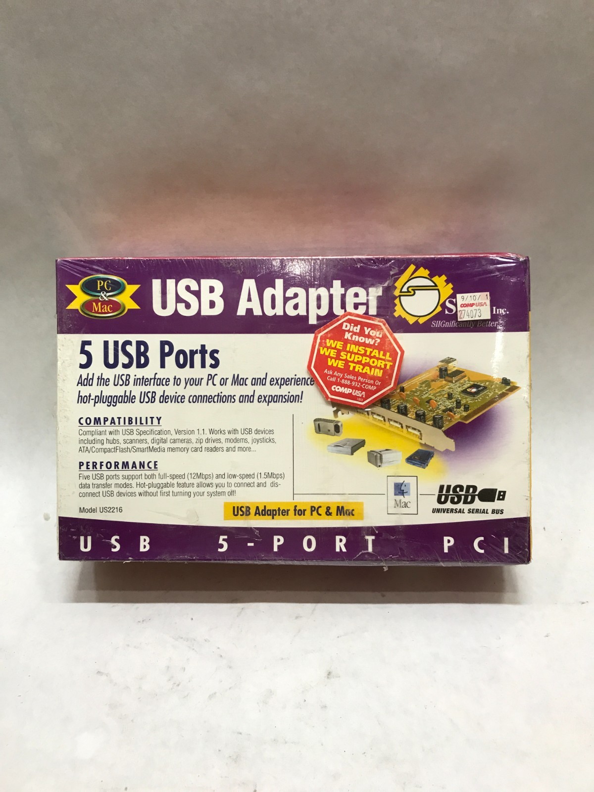 Vintage NIB SIIG Inc. USB 5-Port PCI USB Adapter US2216 PC & MAC NEW SEALED – DW