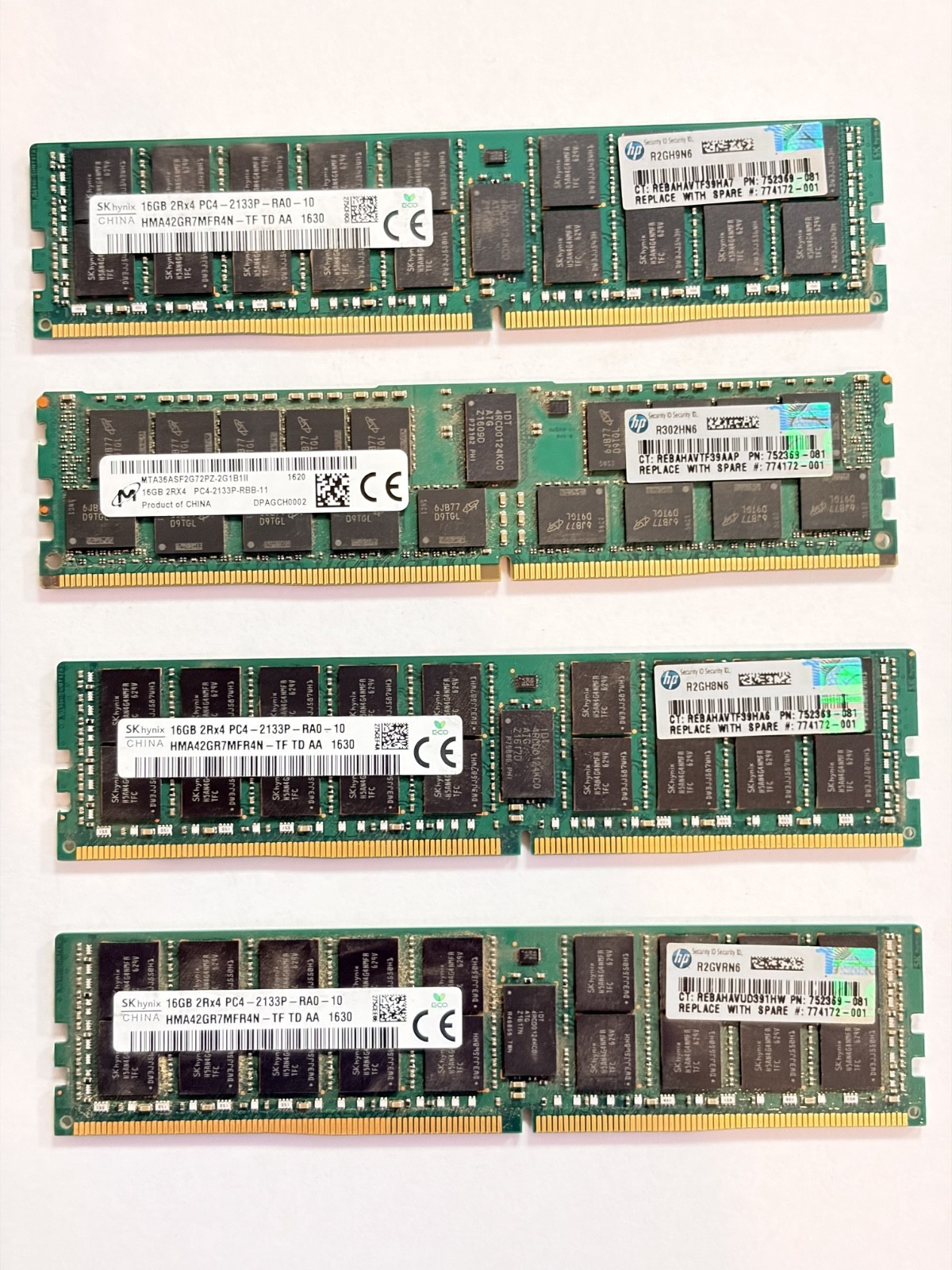 (4x) 16GB SK Hynix 2Rx4 PC4-2133P DDR4 Server Memory HMA42GR7MFR4N-TF