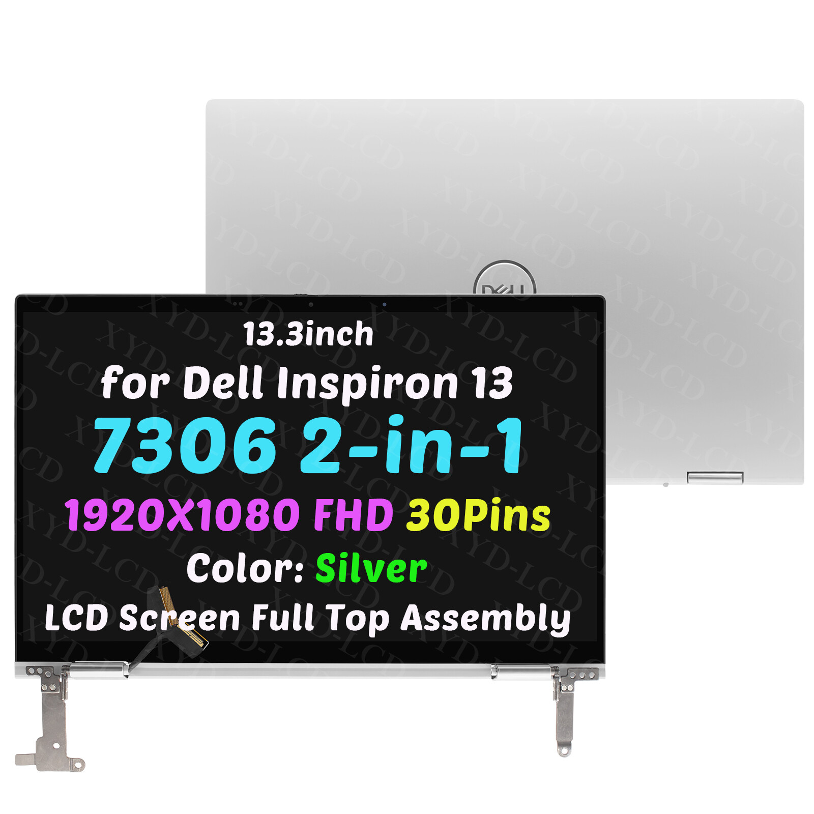 for Dell Inspiron 7306 2-in-1 Complete LCD Touch Screen Assembly FHDKN(Silver)