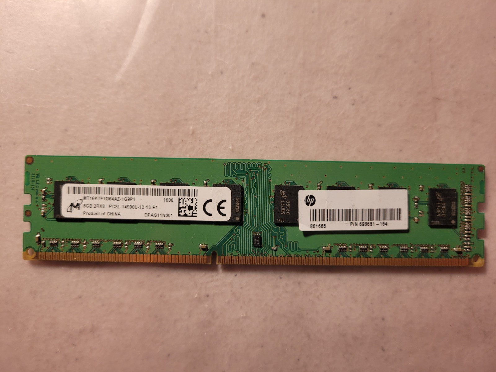 Micron 8GB PC3L-14900 DDR3-1600MHz 2Rx8 DDR3L-14900 CL13 1.35V Desktp Memory Ram