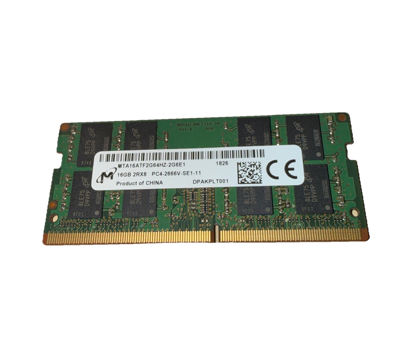 MICRON Dell HP Lenovo 16GB 2Rx8 PC4-2666V SODIMM Laptop Memory, MTA16ATF2G64HZ