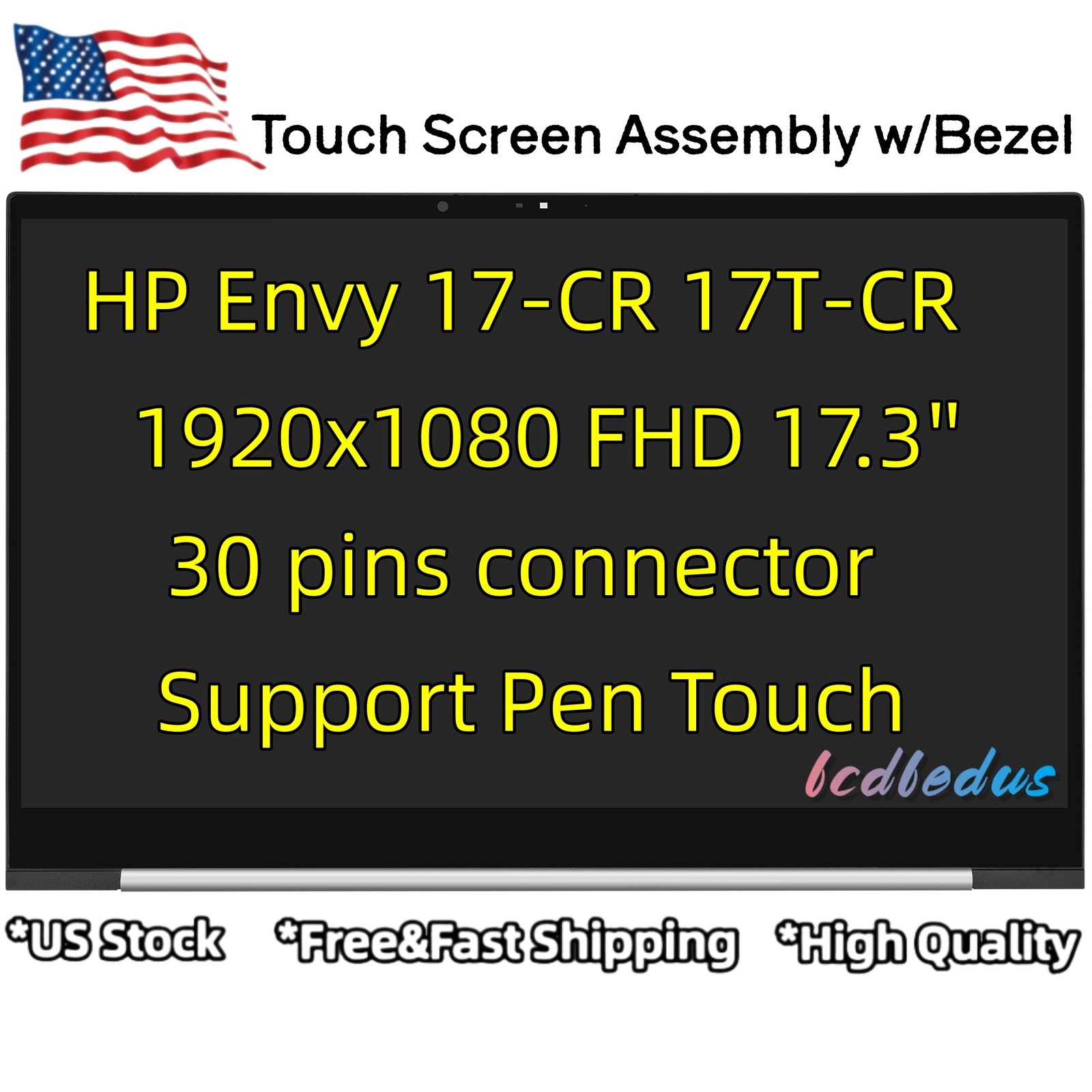 B173HAN04.3 HP Envy 17-CR 17T-CR100 17T-CR0000 LCD Touch Screen Assembly FHD New