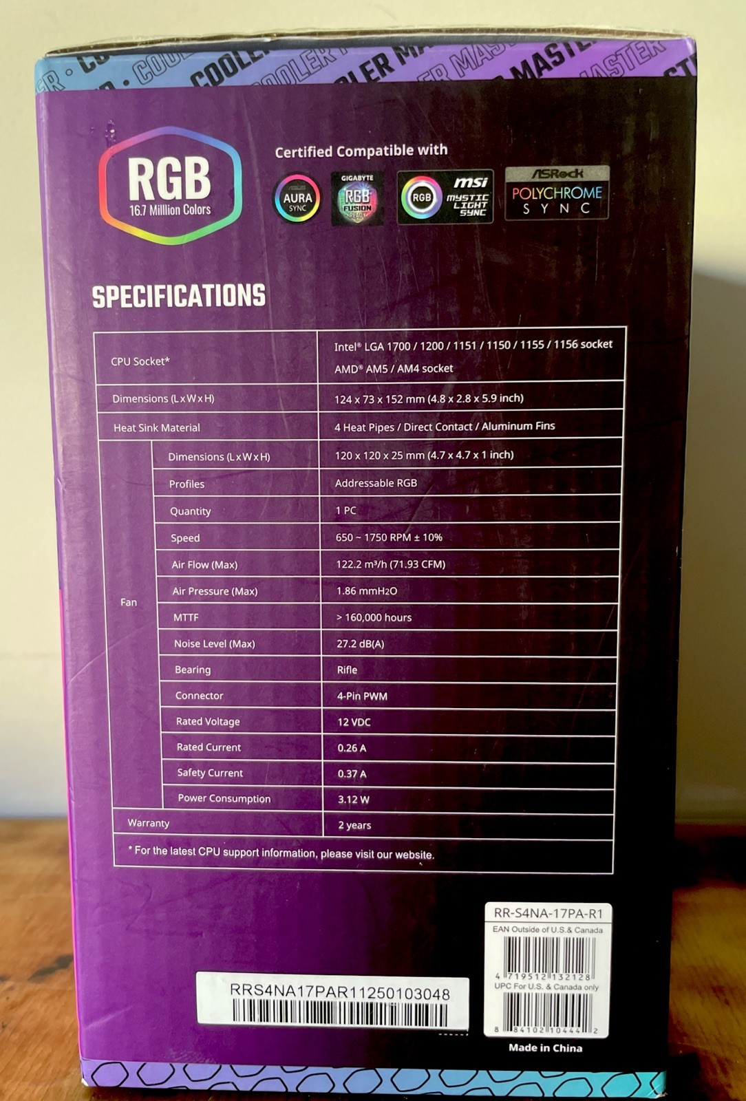 Cooler Master Hyper 212 Spectrum V3 CPU Air Cooler ARGB Sync 120mm PWM Fan 4Pin
