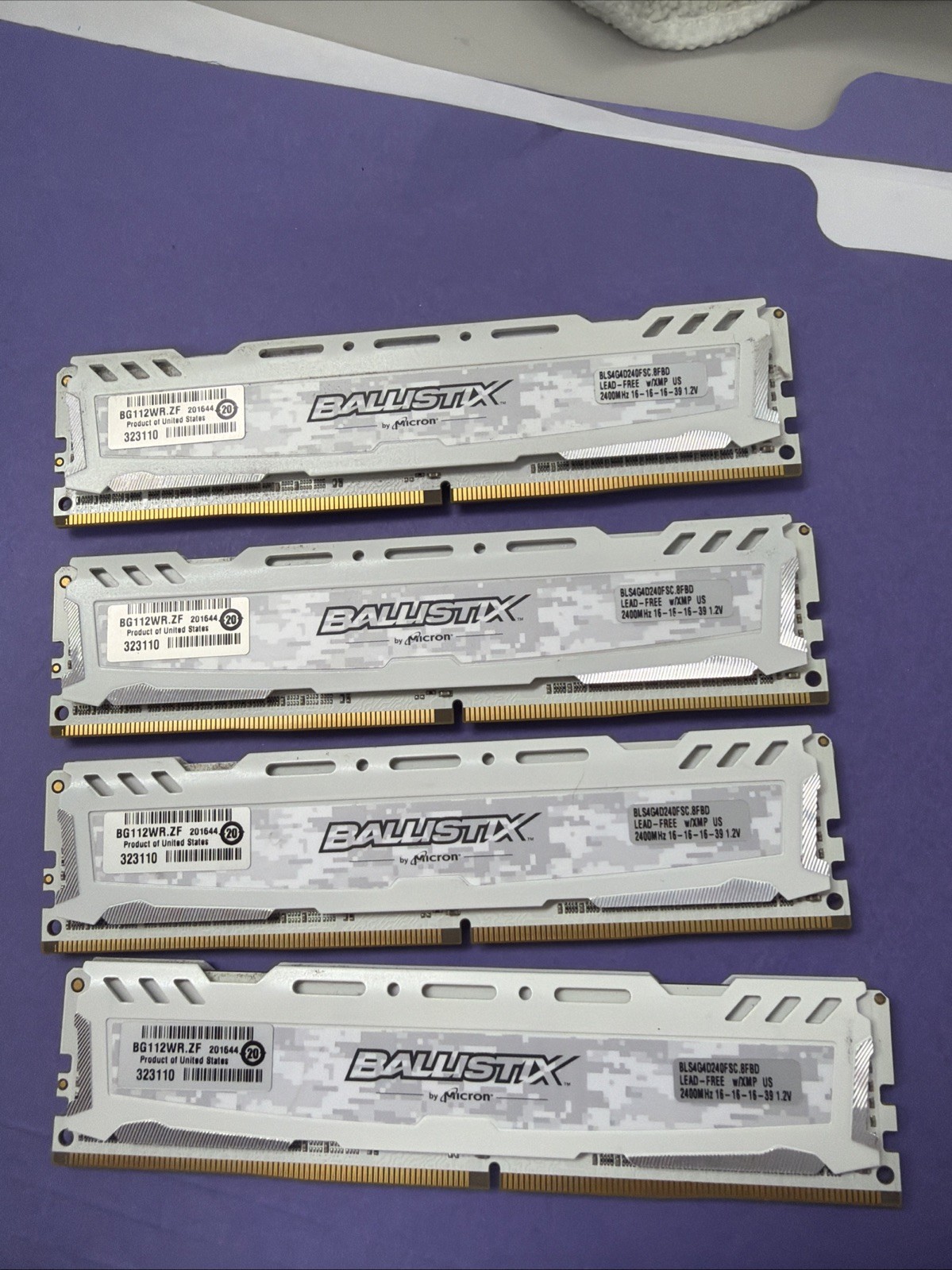 MICRON BALLISTIX 16GB (4x4GB) DDR4-2400 MEMORY RAM BLS4G4D240FSC.8FBD TESTED