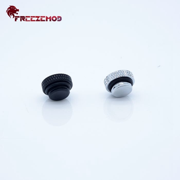 4 Pcs FreezeMod G1/4″ Thread Low Profile PLUG Stop Fitting Black Silver Brass