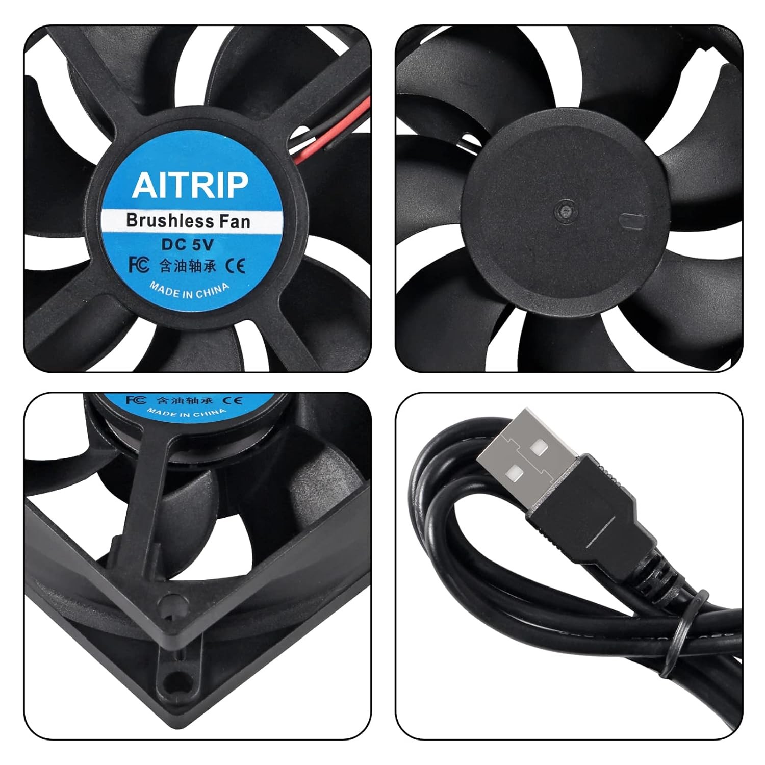 2Pcs 80Mm Usb Fan 5V Brushless 8025 80X25Mm for Cooling Diy Pc Computer Case 3D
