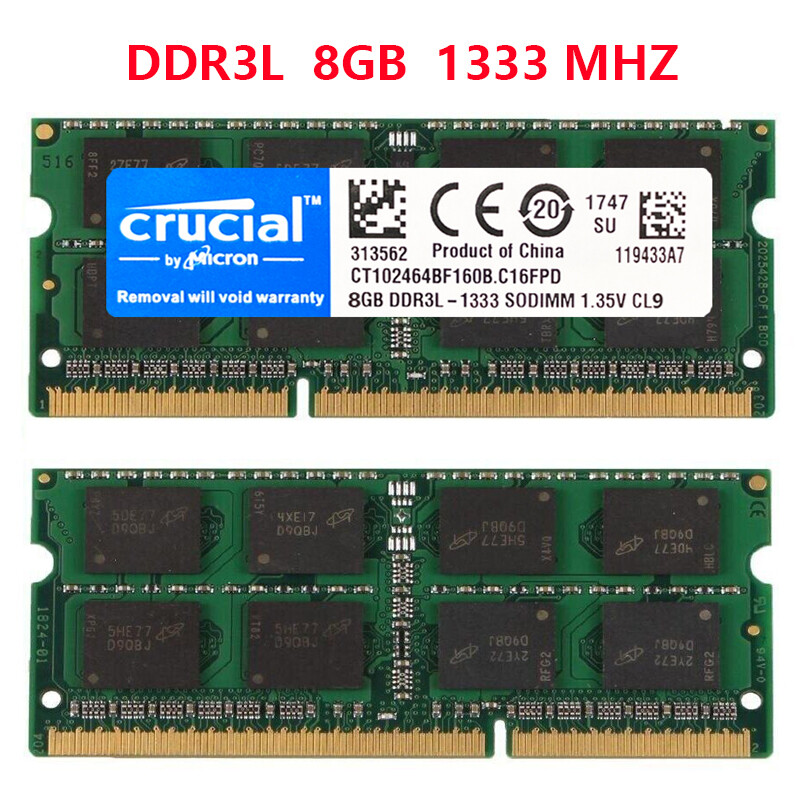 CRUCIAL DDR3L DDR3 1333Mhz 16GB 8GB 4GB 2Rx8 PC3-10600S SODIMM Laptop Memory RAM