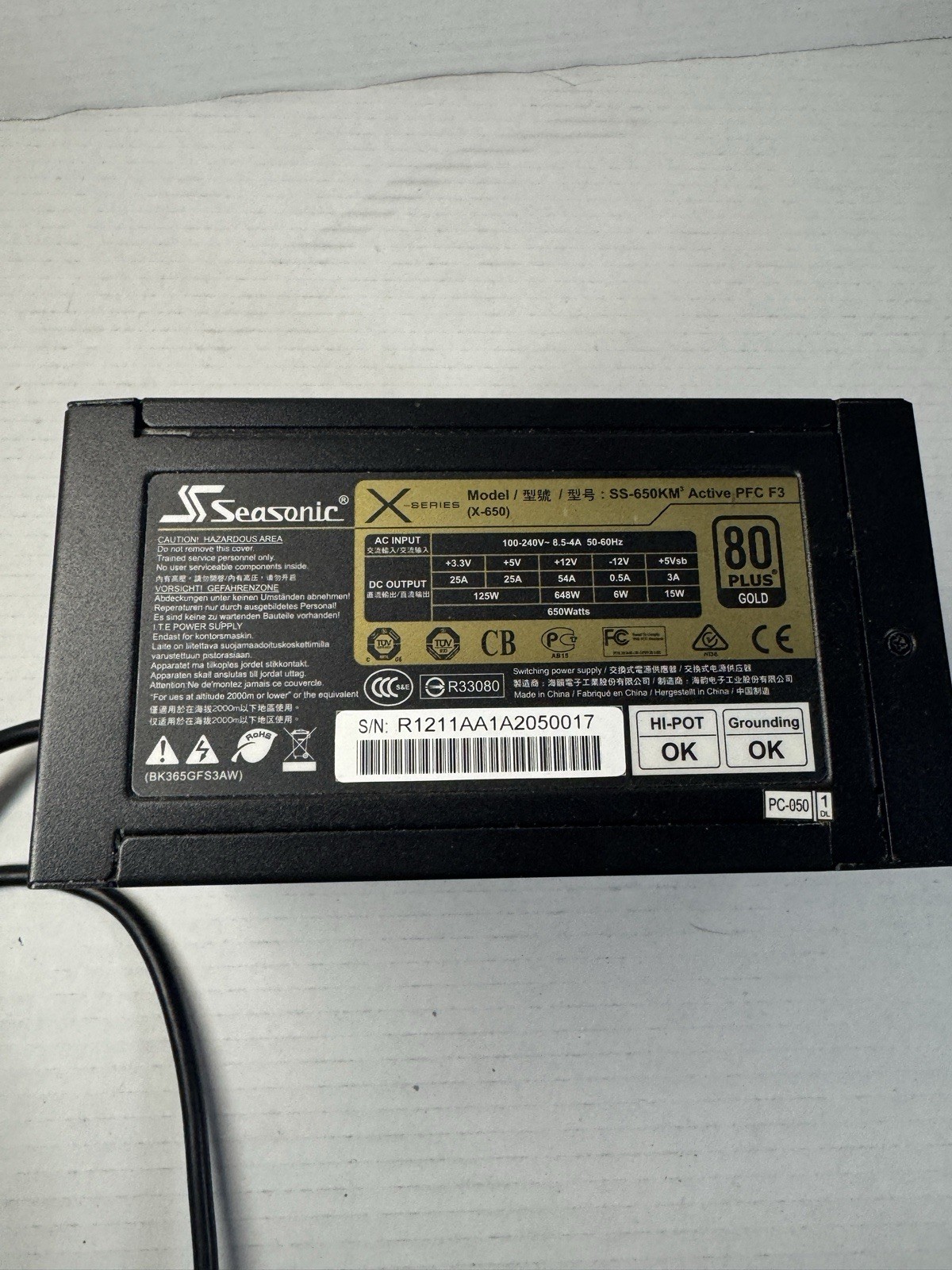 Seasonic X-650 SS-650KM 650W 80 Plus Gold Fully Modular ATX PSU w/ Cables