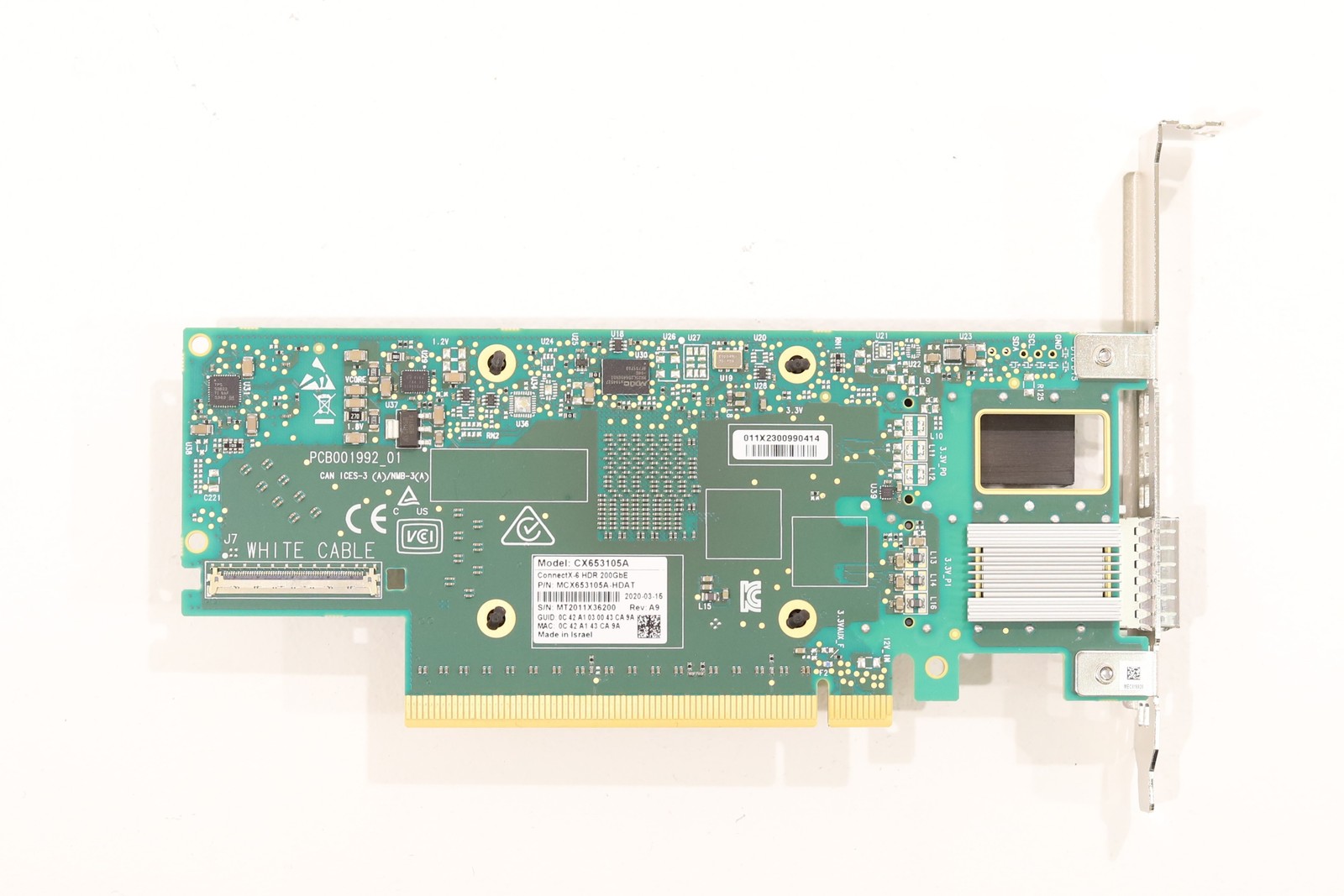 Mellanox CX653105A Single-Port 200GbE QSFP+ Network Adapter P/N: MCX653105A-HDAT