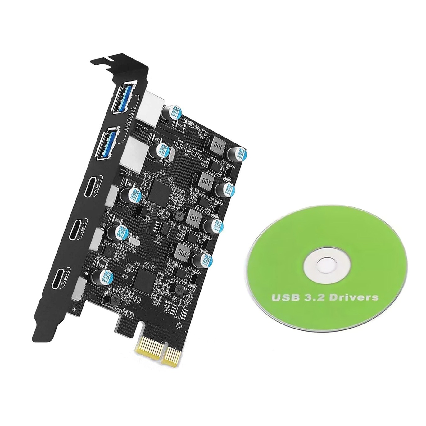 PCIe to Expansion Card 20 Gbps Bandwidth 5 Ports( 2*USB-A 3*USB-C) For Win