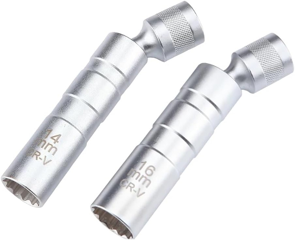 14mm & 16mm Thin Wall Magnetic Swivel Spark Plug Socket 12-Point Removal Tool