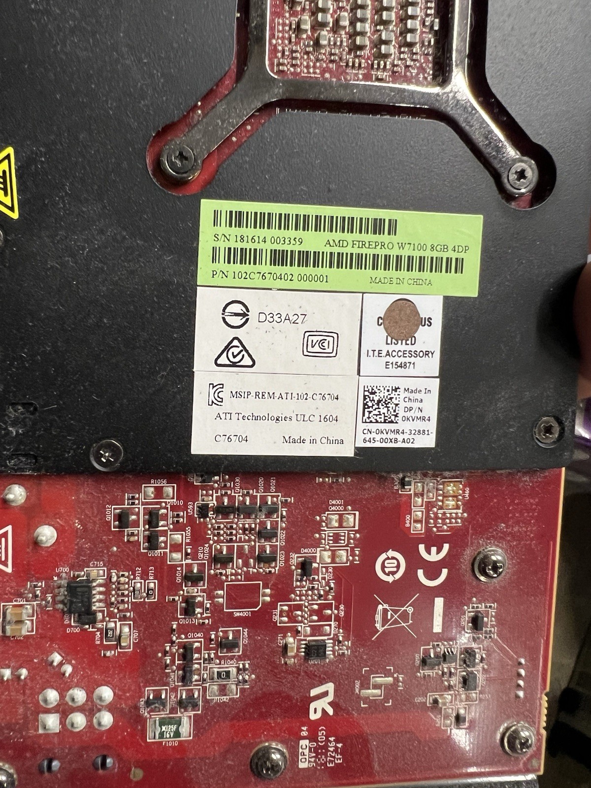 Dell AMD FirePro W7100 8GB GDDR5 KVMR4 4x DisplayPort High Profile Graphics Card