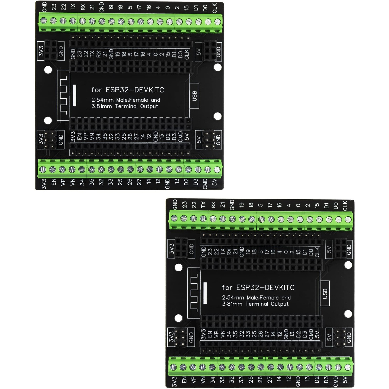 2pcs for ESP32 Super Breakout Board 3.81mm / 0.15″ Terminal Blocks GPIO Expan…