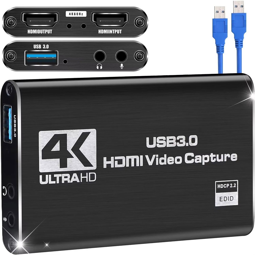 4K HDMI Capture Card for Streaming, Full HD 1080P 60FPS USB Cam Link Game Audio