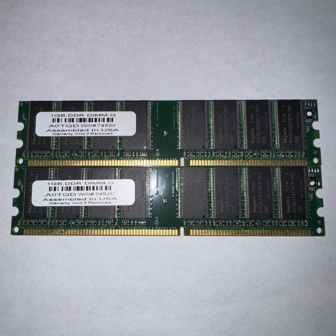 Hynix 2GB (2x1GB) DDR SDRAM DIMM PC-3200 DDR-400 184-Pin RAM Lot